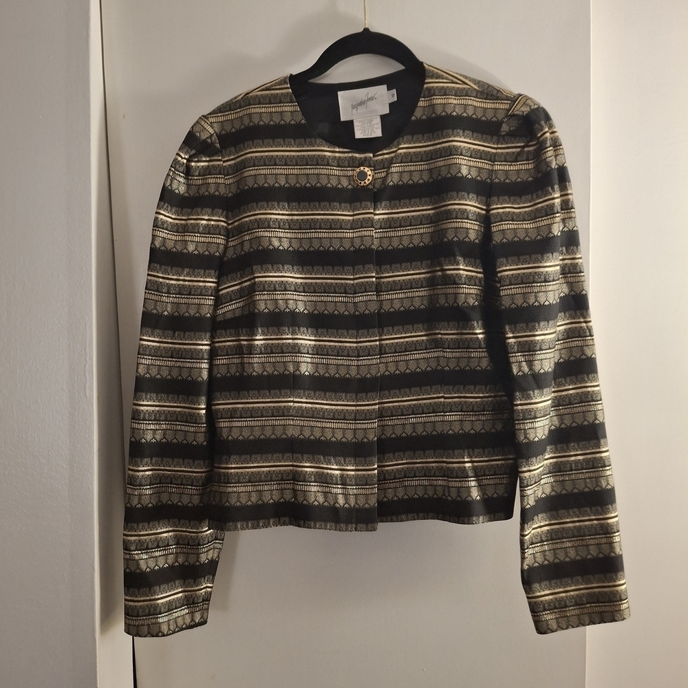 Jacqueline Ferrar Elegant Black and Gold Women's Jacket